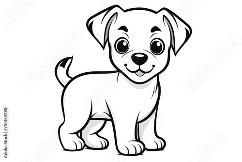 Cute dog outline illustration, coloring page for kids