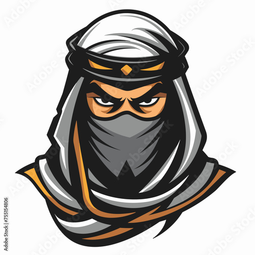 Vector esports logotype arabian warrior on white background, logo arabian warrior, icon arabian warrior, sticker arabian warrior, symbol arabian warrior, emblem arabian warrior