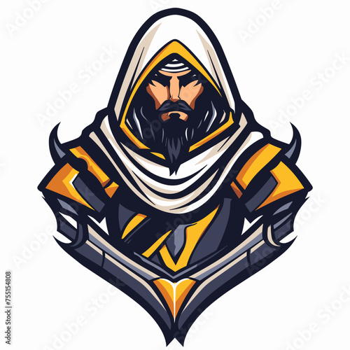 Vector esports logotype arabian warrior on white background, logo arabian warrior, icon arabian warrior, sticker arabian warrior, symbol arabian warrior, emblem arabian warrior