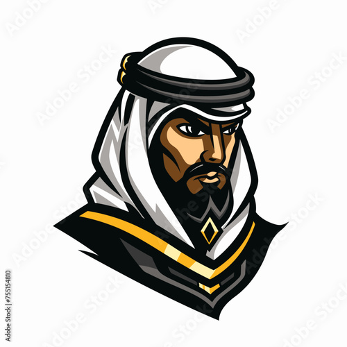Vector esports logotype arabian warrior on white background, logo arabian warrior, icon arabian warrior, sticker arabian warrior, symbol arabian warrior, emblem arabian warrior