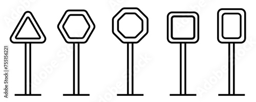 set of vector line street signs editable illustration