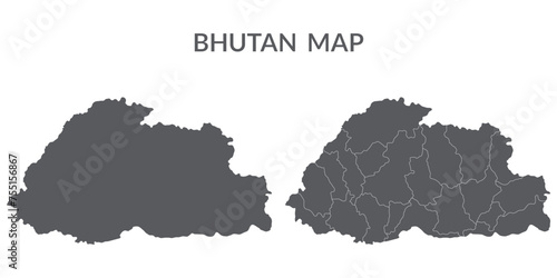 Bhutan map. Map of Bhutan in grey set