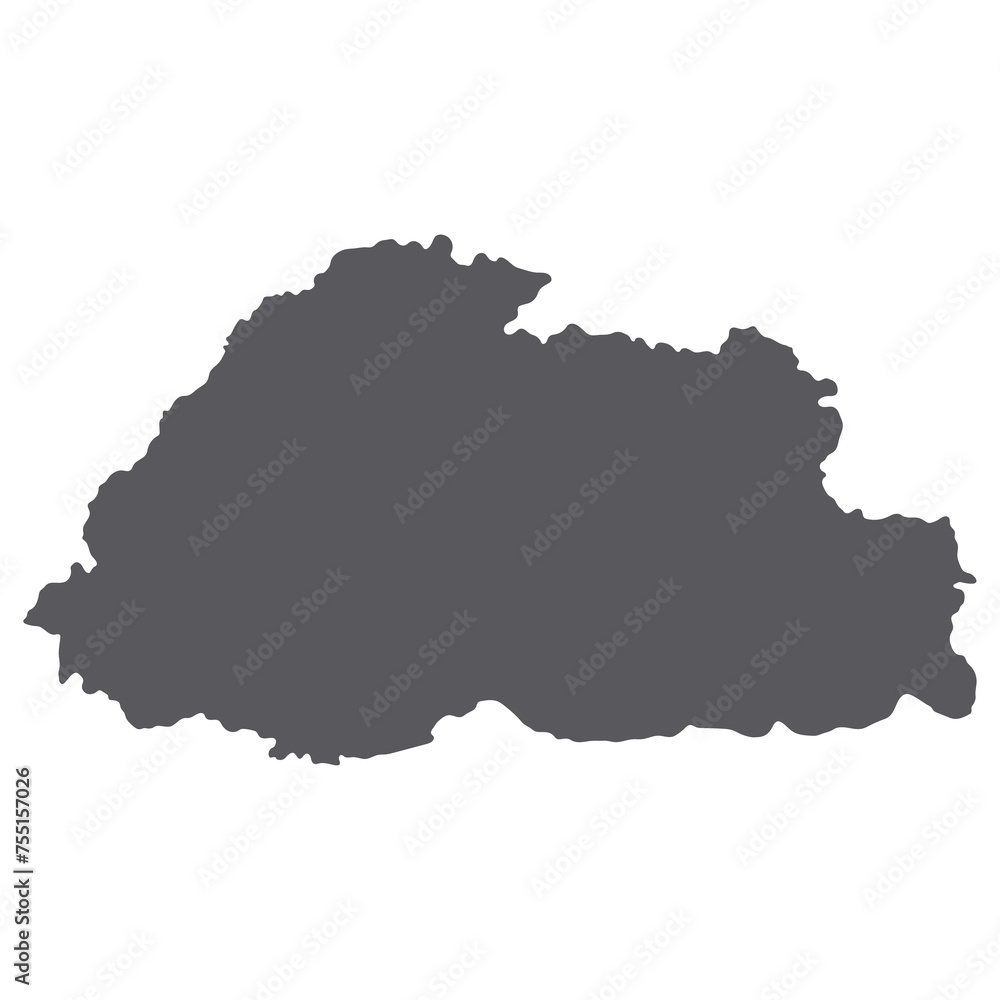 Bhutan map. Map of Bhutan in grey color