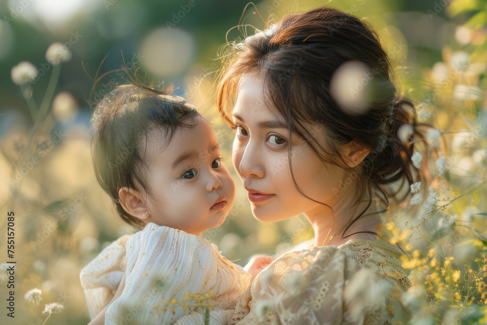 Young woman holding her baby. Mother's day concept. Young woman holding her baby. Mother's day concept.