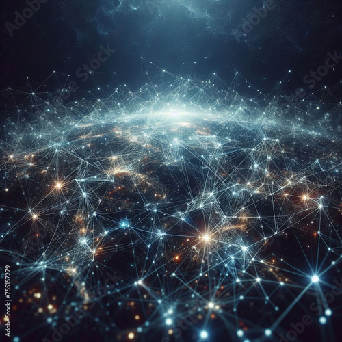 Futuristic network connections technology digital data communication link system global cybernetic complex integration structure node point innovation virtual matrix interface science