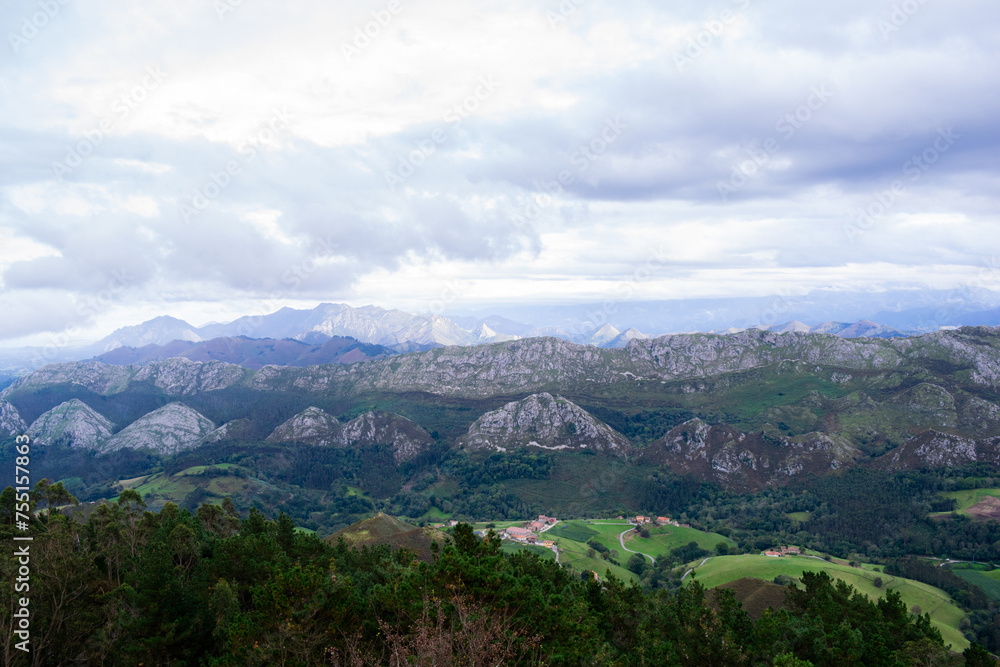 View of the Sueve mountain range from the Fito viewpoint. Asturias - Spain