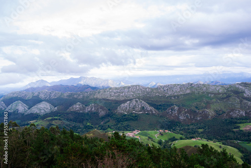 Fototapeta Naklejka Na Ścianę i Meble -  View of the Sueve mountain range from the Fito viewpoint. Asturias - Spain