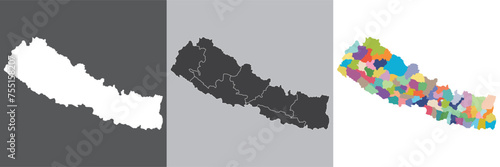 Nepal map. Map of Nepal in set