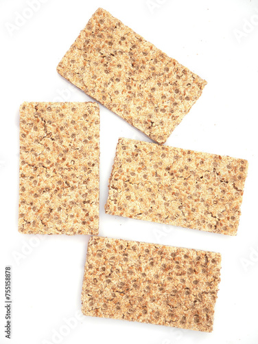 Norwegian crispbread - tasty mix of nuts, seeds and spices. Keto cracker, gluten-free, crunchy, healthy,, rich in fibre bread.  photo
