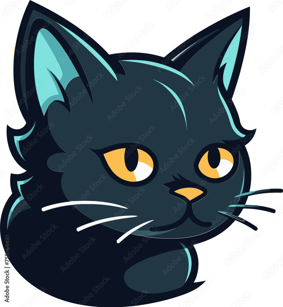 Whiskered Wonder Fine-Detailed Vector Illustration of a Cat Logo