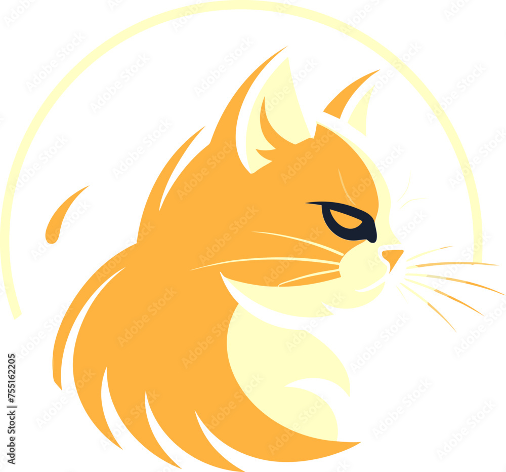 Lunar Legend Moonlit Cat Logo Vector Design