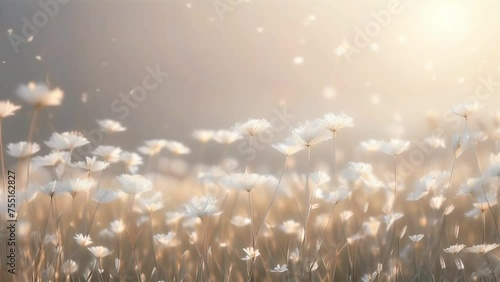 meadow with white flowers photo