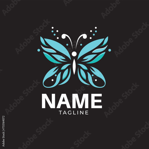 Vector butterfly abstract logo new concept design on isolated black background.