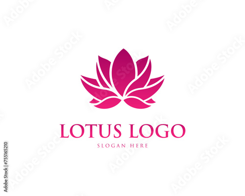 Lotus flowers in flat logo design modern vector template.