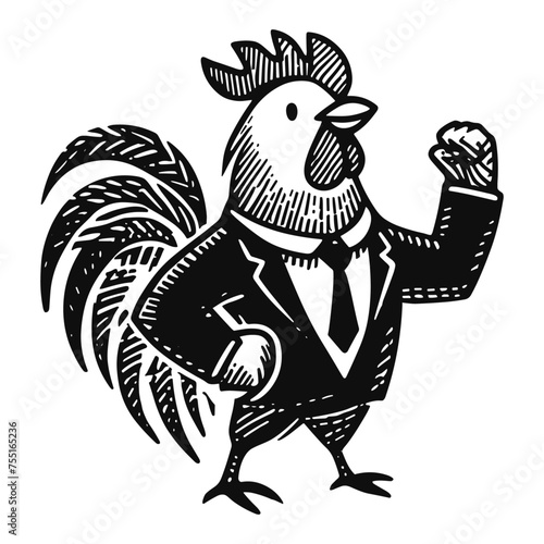 businessman rooster funny sketch