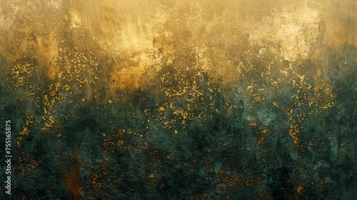 A rustic gold and forest green textured background, symbolizing wealth and nature. photo