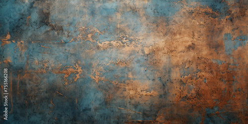 Copper and blue metal background. Metallic design pattern