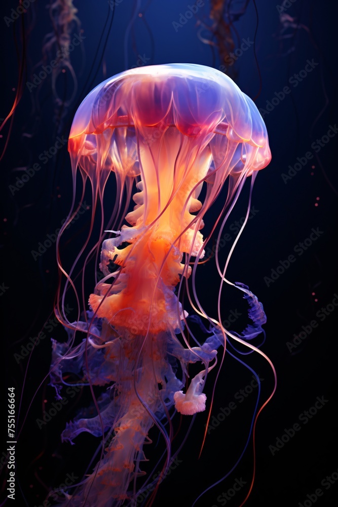a jellyfish on black background