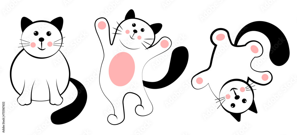 Cats on a white background. Doodle Cats on a white background. Doodle