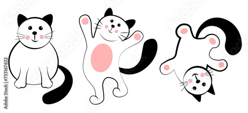 Cats on a white background. Doodle