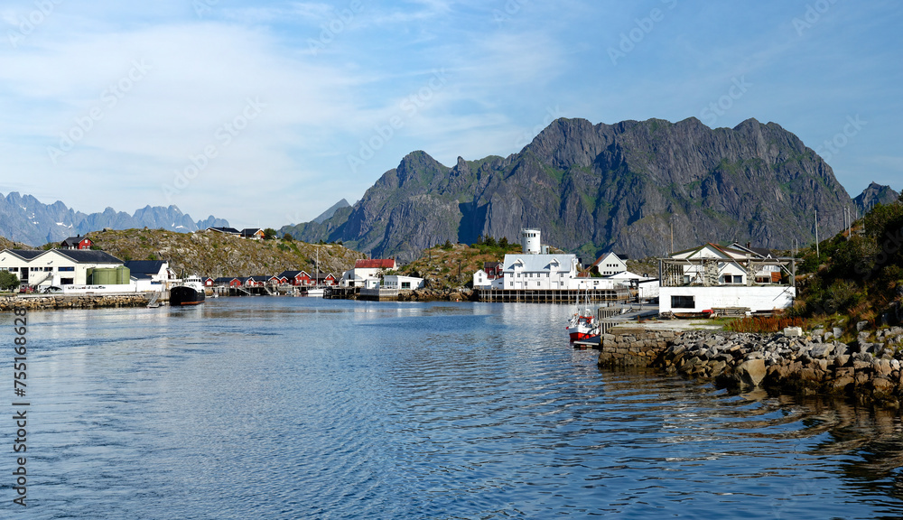 fishing village near the mountains