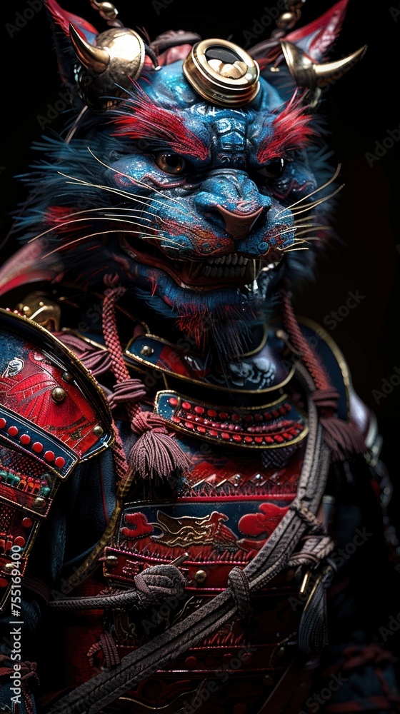 Fototapeta premium Mystical Warrior Cat in Ornate Armor