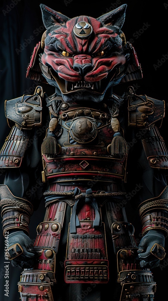 Obraz premium Mystical Samurai Wolf Armor Displayed in Dramatic Lighting