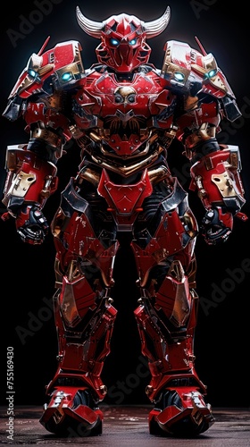 Majestic Red and Gold Armored Robot Warrior