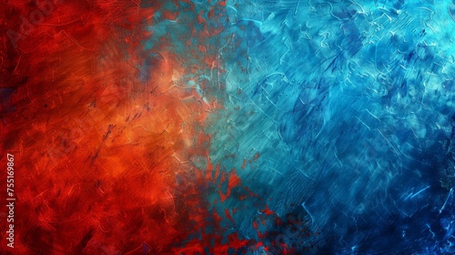 Bold cerulean blue and fiery red textured background, representing clarity and passion.