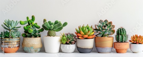 cacti and succulents against a light background discreetly demonstrate the beauty and sophistication of thorny plants