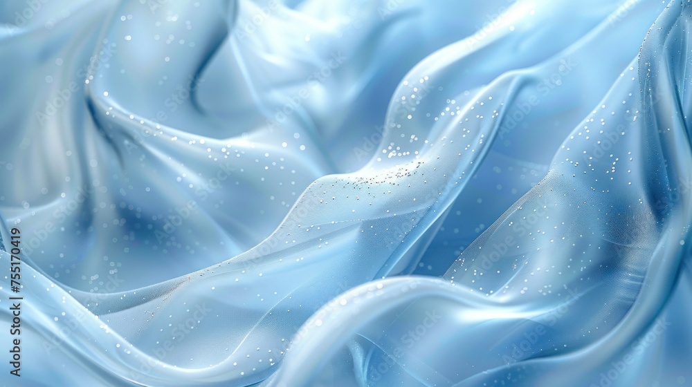 abstract background in blue and silver shades, soft folds of airy fabric with sparkling accents abstract background in blue and silver shades, soft folds of airy fabric with sparkling accents