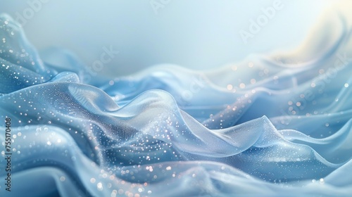 abstract background in blue and silver shades, soft folds of airy fabric with sparkling accents © Jam