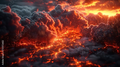 Massive Smoke and Lava Eruption in the Sky