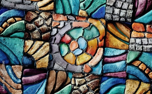 Abstract background. A stone mosaic. A multicolored tapestry of diverse shapes