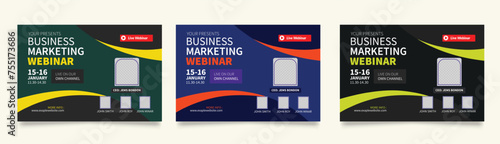 Business Conference live webinar banner invitation social media post template. Business webinar invitation design EPS 10