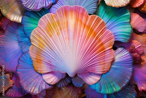 Luminescent Colorful shell. Nature white beauty. Generate Ai