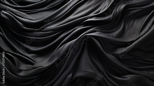 close up black wrinkled texture with waves