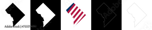 District of Columbia state outline map set