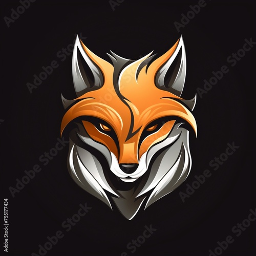fox cute animal logos on black background