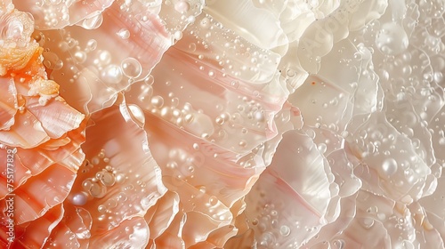 Luminous pearl and coral textured background, evoking elegance and vitality.