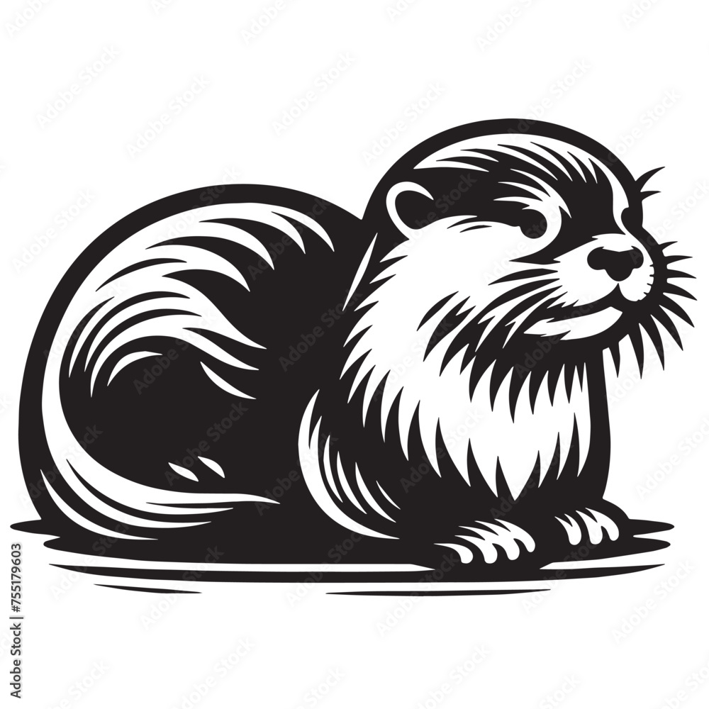 Otter River Acrobat silhouette, Playful Otter silhouette, River Otter