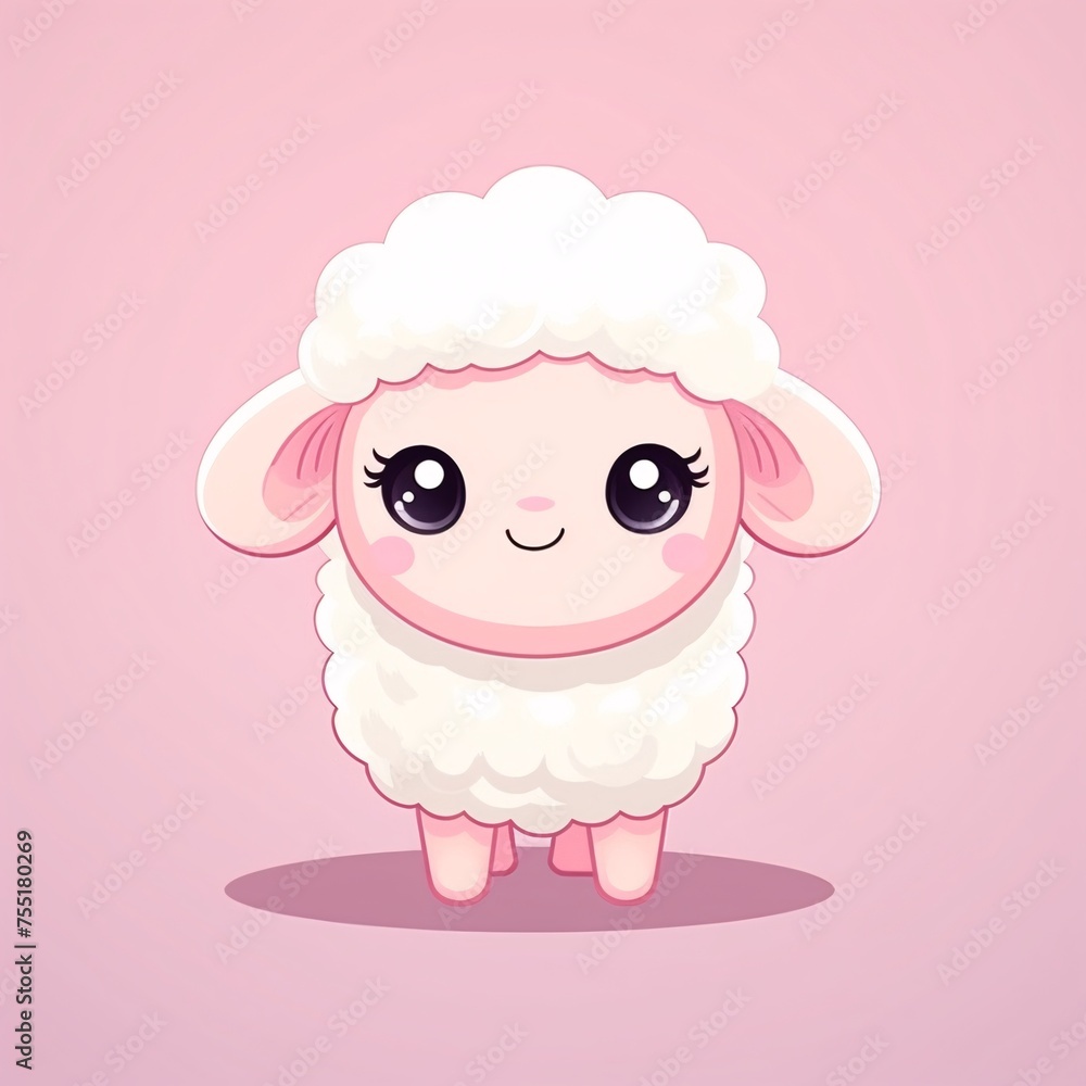 Fototapeta premium little cartoon sheep in cute design vector illustrator