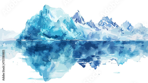 Eisberge Landschaft Gletscher Berge Nordpol Eislandschaft Natur Vektor Wasserfarben Arktis © THM