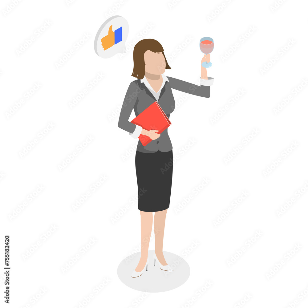 3D Isometric Flat Illustration of Wine Degustation. Item 3 3D Isometric Flat Illustration of Wine Degustation. Item 3