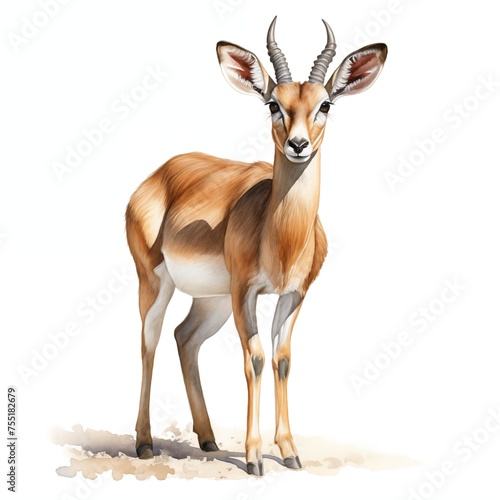 Antelope. Antelope clipart. Watercolor illustration. Generative AI. Detailed illustration.