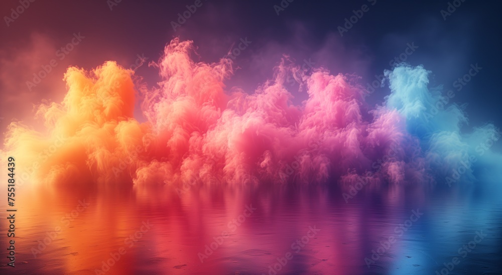 Vibrant swirls of Electric blue and Magenta clouds paint the sky Vibrant swirls of Electric blue and Magenta clouds paint the sky