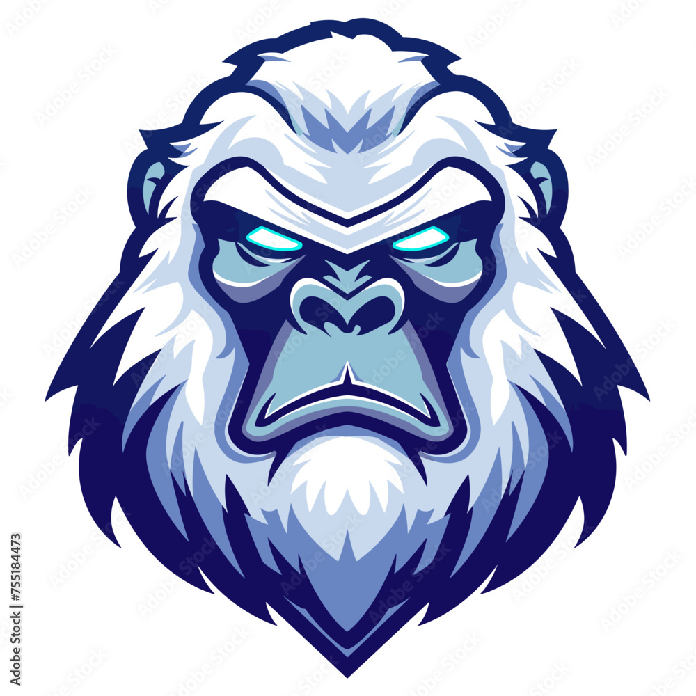 Vector esports logotype yeti on white background, logo yeti, icon yeti, sticker yeti, symbol yeti, emblem yeti, white gorilla