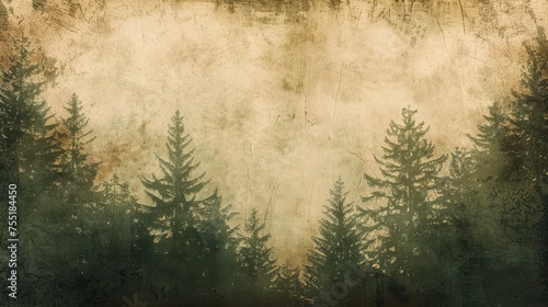 Rustic sepia and forest green textured background, conveying nostalgia and nature.