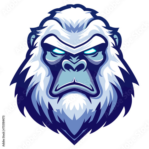 Vector esports logotype yeti on white background, logo yeti, icon yeti, sticker yeti, symbol yeti, emblem yeti, white gorilla