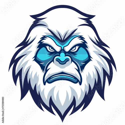 Vector esports logotype yeti on white background, logo yeti, icon yeti, sticker yeti, symbol yeti, emblem yeti, white gorilla